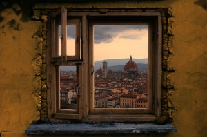 Window in Florence, Cathedral of Santa Maria del Fiore, Italy