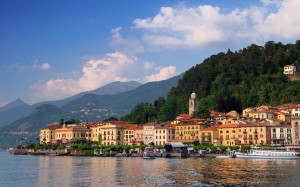 Bellagio peninsula seen from Lake Como, Italy