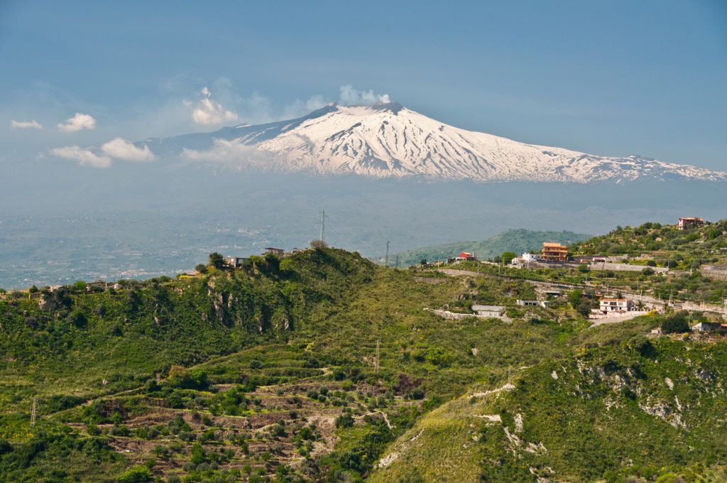 Etna Volcano Seen from Taormina Amphitheatre