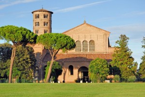 Italy Ravenna Saint Apollinare in Classe Basilica with the round bell tower