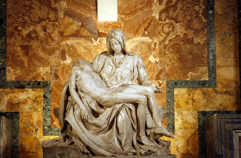 Michelangelo's Pieta in St. Peter's Basilica in Rome, Italy