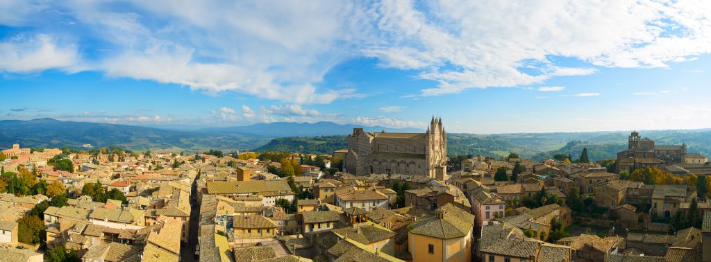 Orvieto medieval town and Duomo cathedral. Umbria, Italy