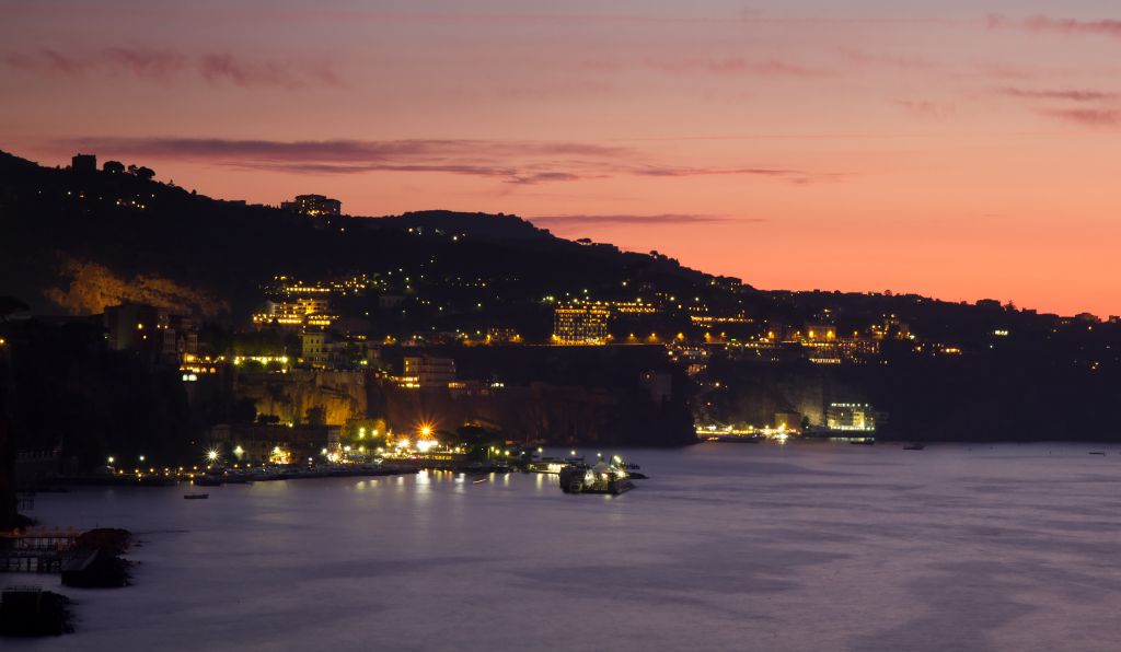 Panorama of Sorrento at sunset, Italy