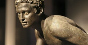 Roman bronze statue of a runner at Herculaneum, Italy