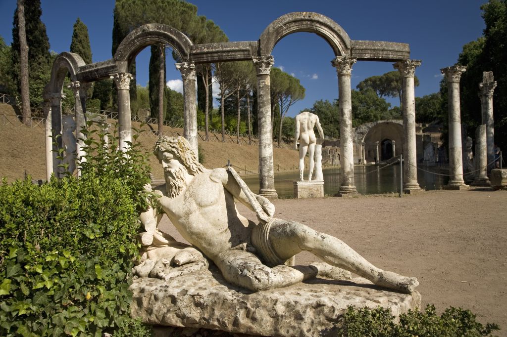 Statue in the Canopus at Hadrian's Villa in Tivoli, Rome