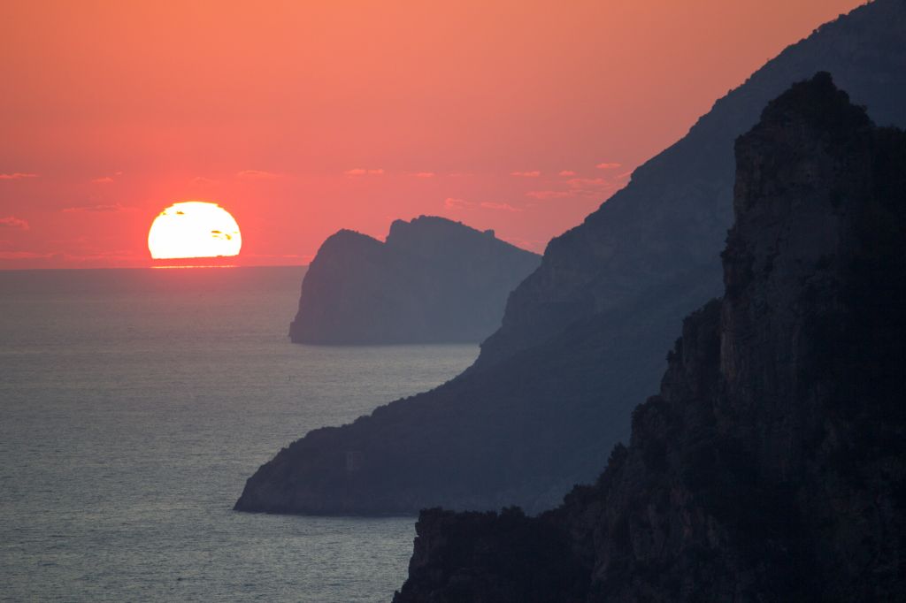 Sunset over Positano, Amalfi Coast, Italy