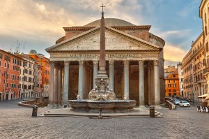 The Pantheon at night in Rome, Italy
