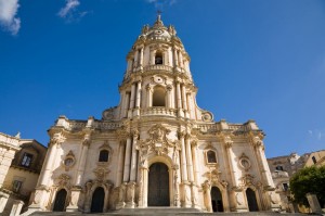 The baroque Saint George cathedral of Modica in the province of Ragusa in Sicily in Italy