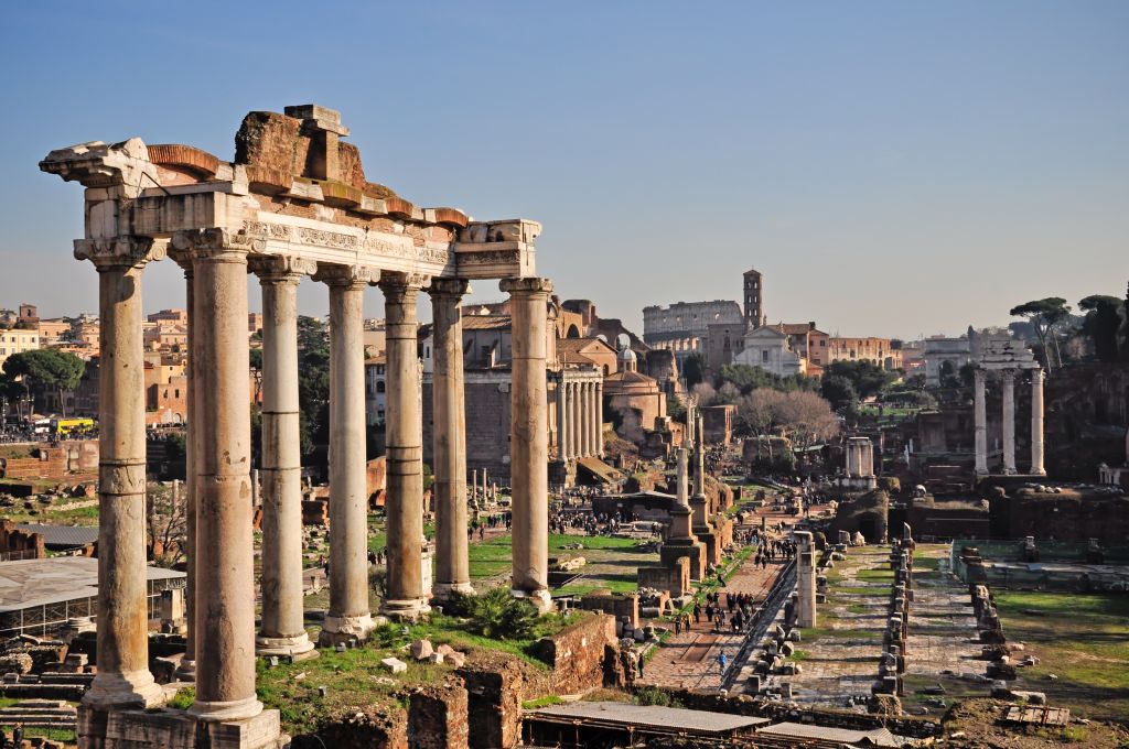 View of Roman Fora in Rome, Italy
