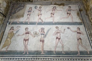 mosaics of the Casale Roman Villa in the Piazza Armerina, Sicily, italy