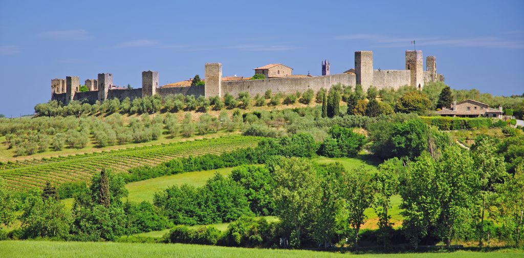 the medieval Village of Monteriggioni in Tuscany,Italy