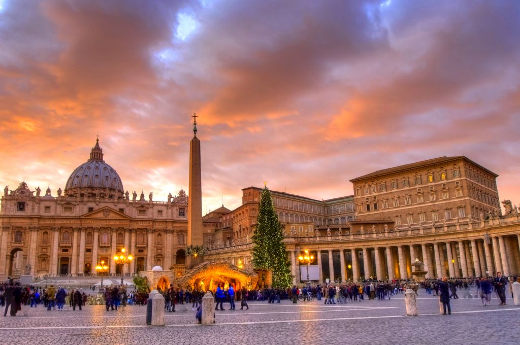 Saint Peter's square in Rome at Christmas, Vatican City, Italy
